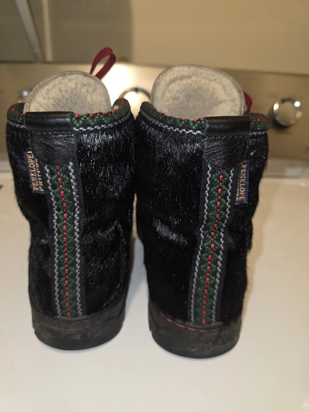 Penelope Chilvers Black & Tan Pony Hair Lace-Up Ankle Boots with Red Laces